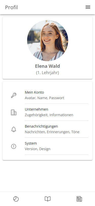 Screenshot Woodbook - Mobilansicht eines Benutzerprofils
